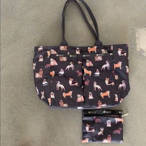 Authentic Lesportsac Dogs Traveling Everyday Tote